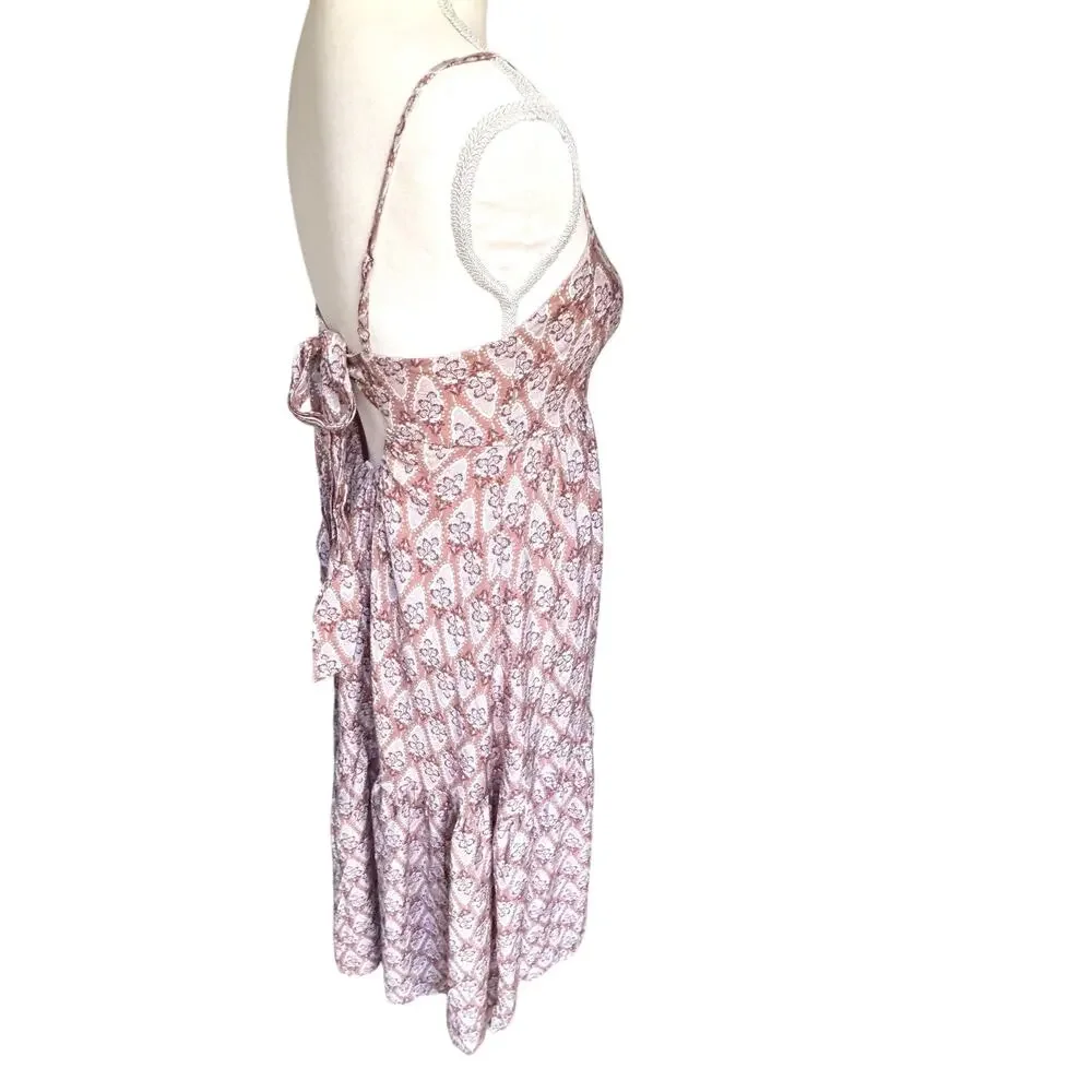 By the River Maxi Dress Empire Waist Pink & White Floral Print Women's Small - Picture 7 of 11